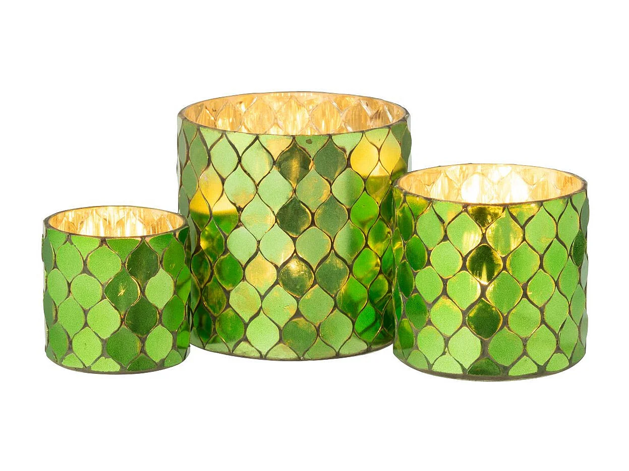 Photophore Mosaïque en Verre "Pop" 12cm Vert