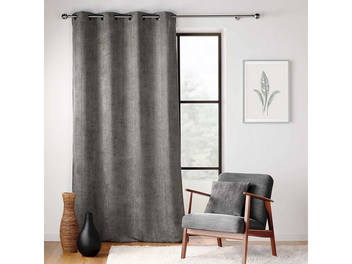 Rideau en Velours Chenillé "Leo" 140x260cm Anthracite