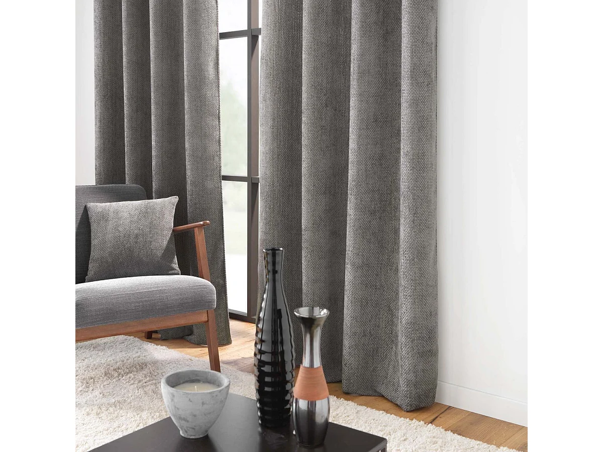 Rideau en Velours Chenillé "Leo" 140x260cm Anthracite