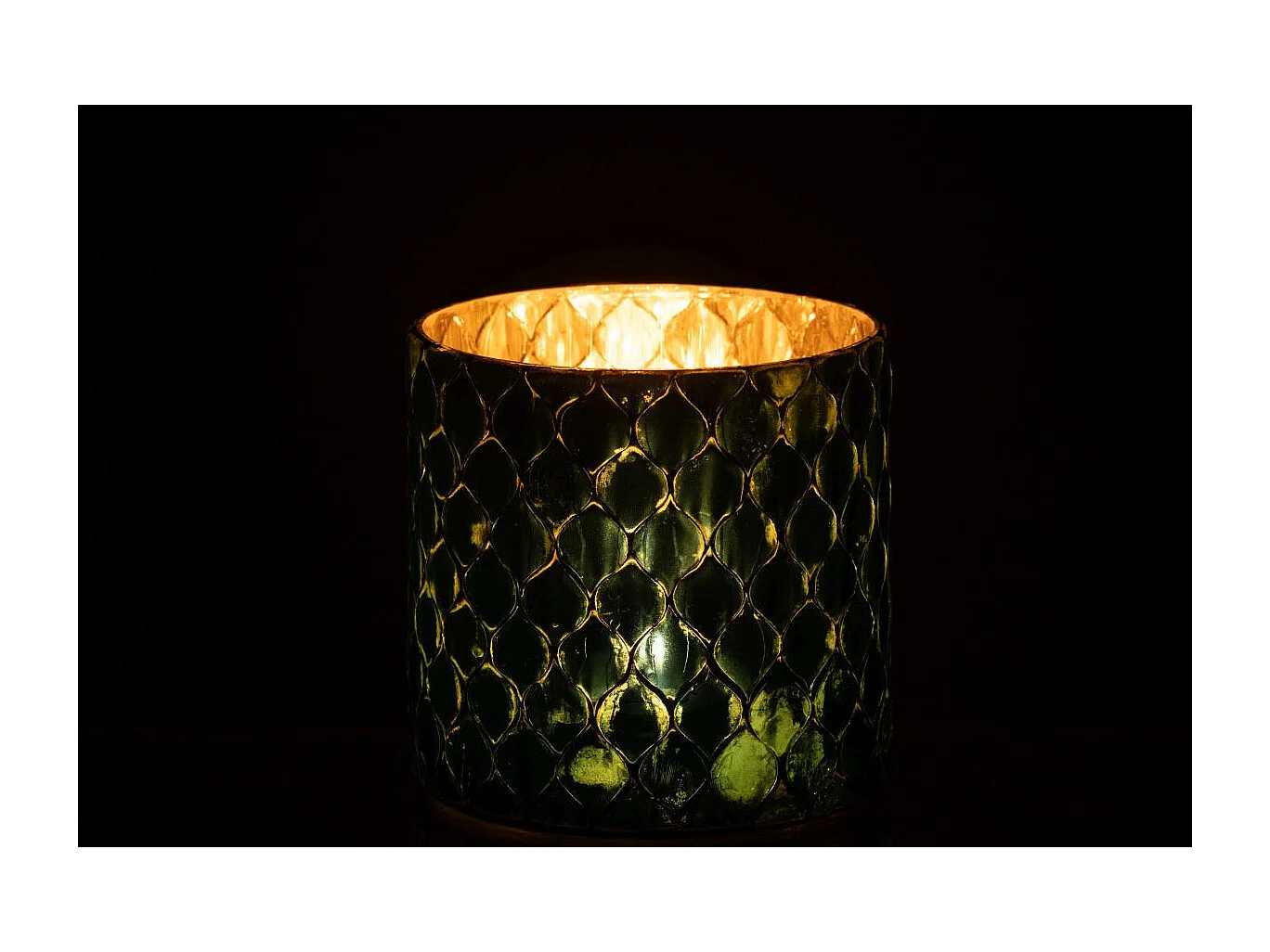 Photophore Mosaïque en Verre "Pop" 12cm Bleu Azur