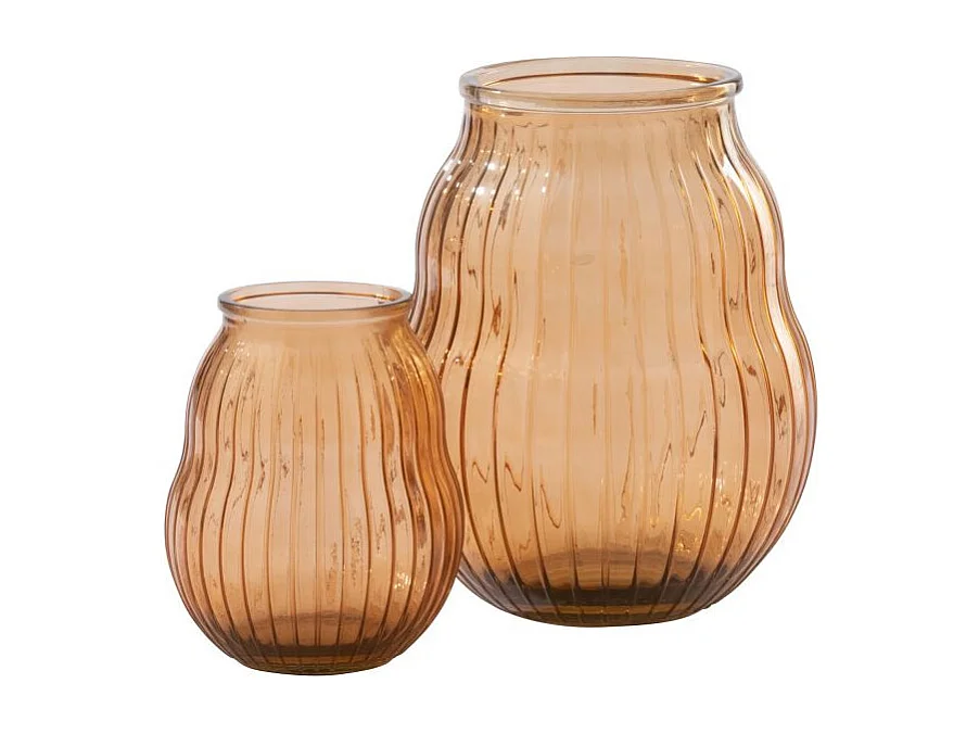 Photophore Design en Verre "Ligné" 35cm Orange