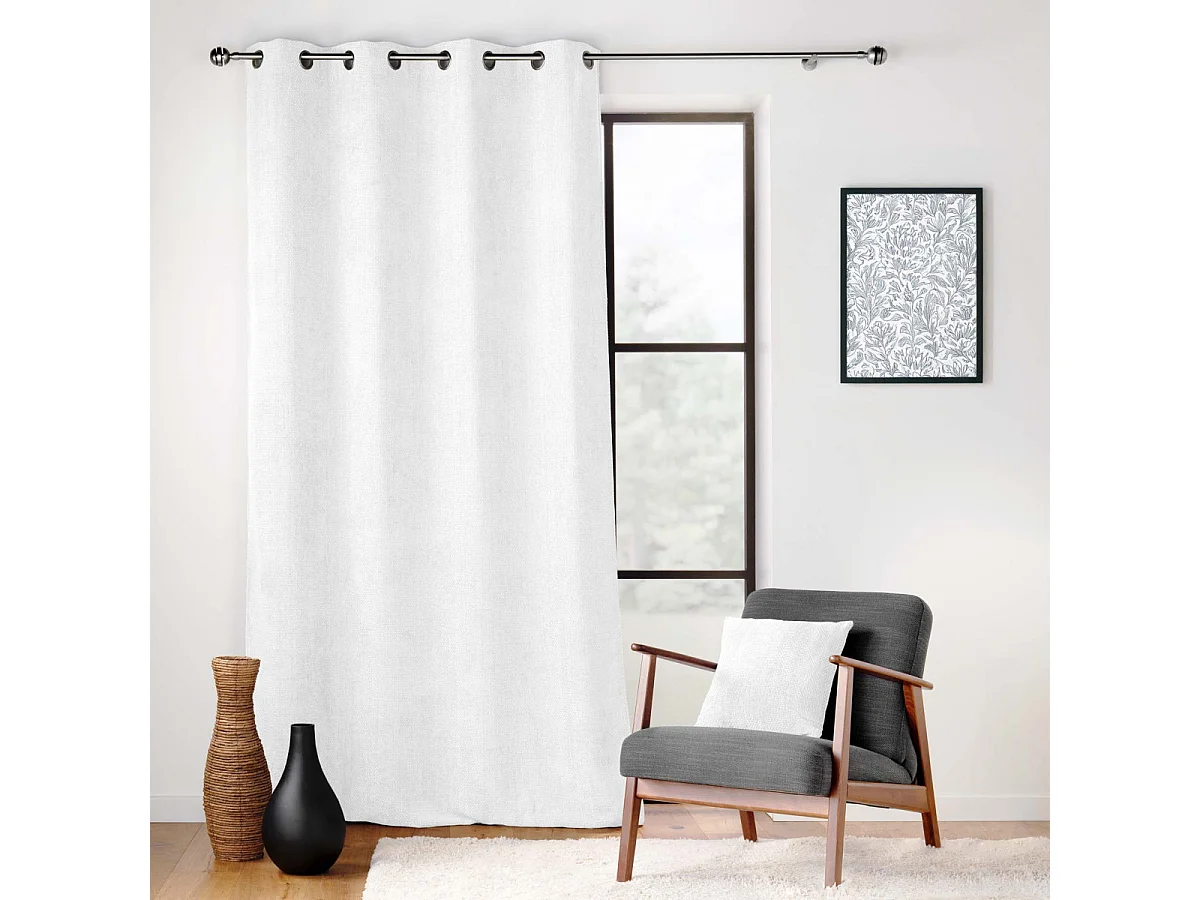 Rideau en Velours Chenillé "Leo" 140x260cm Blanc