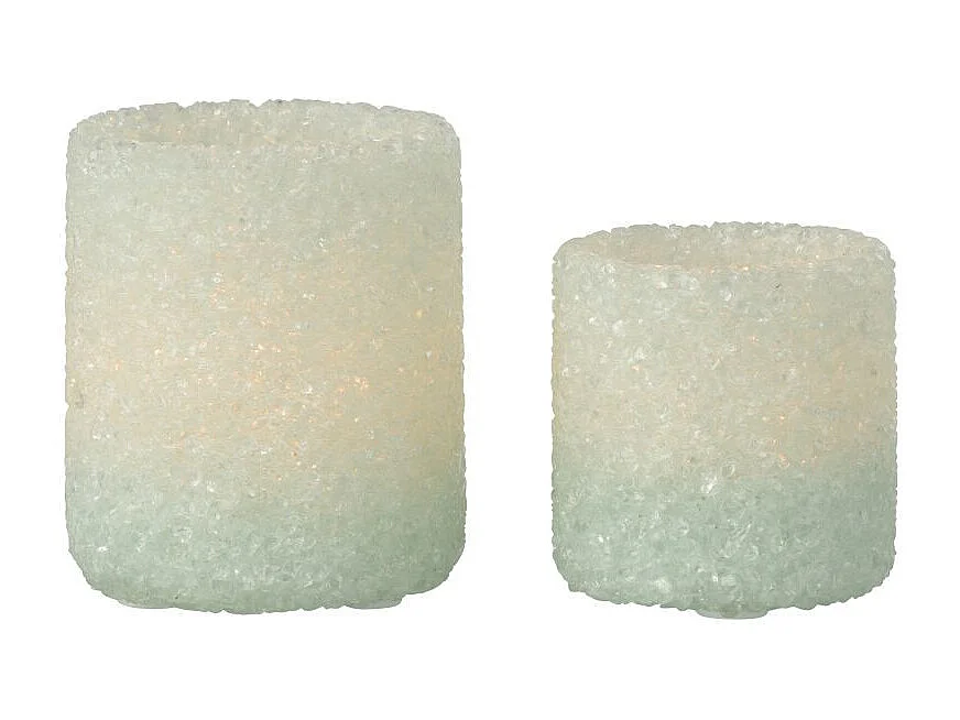 Lot de 2 Photophores en Verre "Pierre" 9cm Blanc