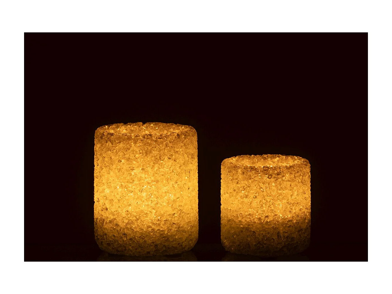 Lot de 2 Photophores en Verre "Pierre" 9cm Blanc