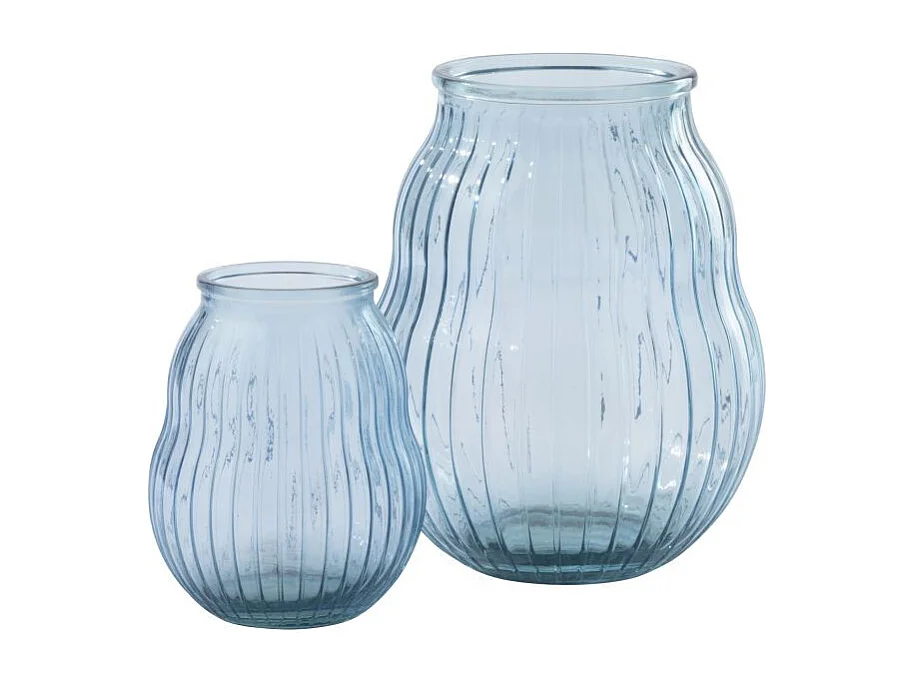 Photophore Design en Verre "Ligné" 35cm Bleu