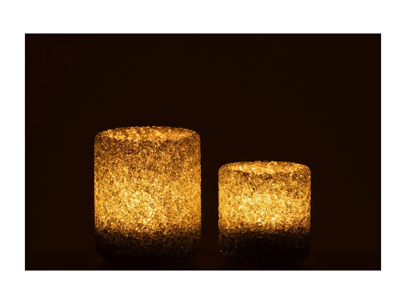 Lot de 2 Photophores en Verre "Pierre" 9cm Vert