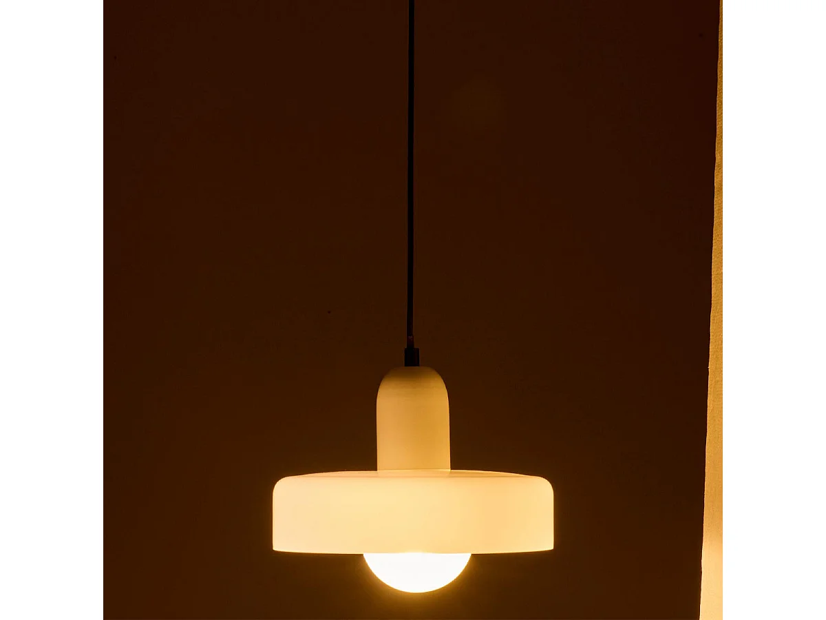 Suspension Design en Verre "Retro" 25cm Blanc