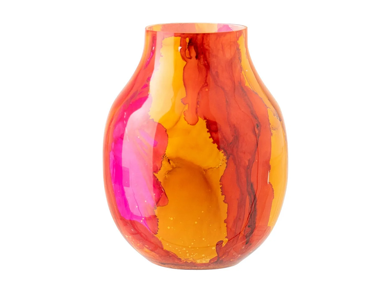 Photophore Déco en Verre "Rio" 20cm Orange