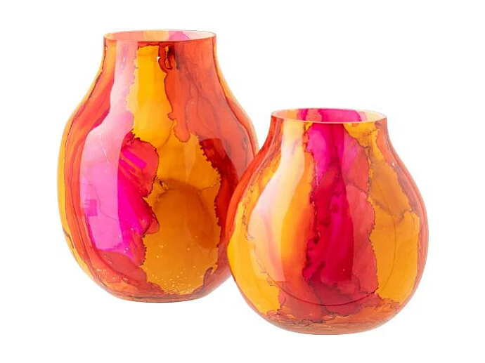 Photophore Déco en Verre "Rio" 20cm Orange