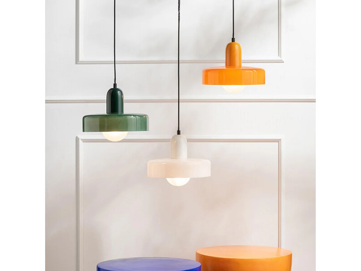 Suspension Design en Verre "Retro" 25cm Orange