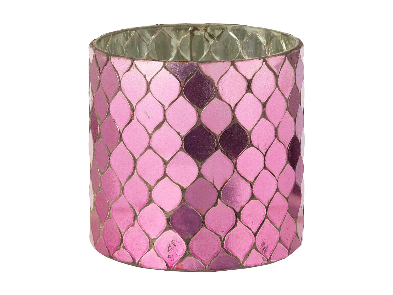 Photophore Mosaïque en Verre "Pop" 12cm Fuchsia