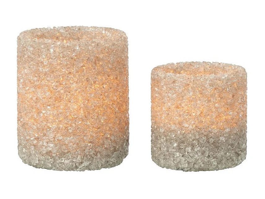 Lot de 2 Photophores en Verre "Pierre" 9cm Grège