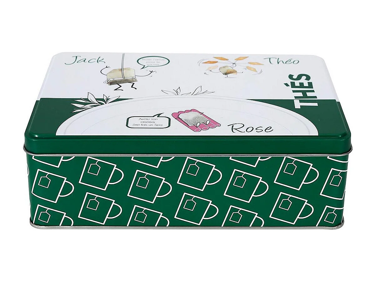 Boîte à Thé en Métal "Ludique" 20cm Vert