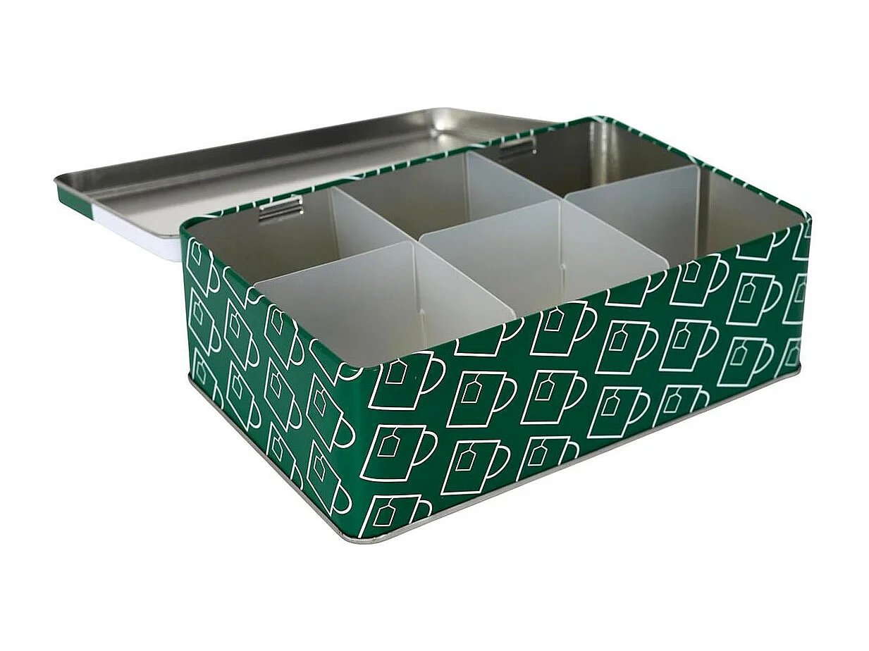 Boîte à Thé en Métal "Ludique" 20cm Vert