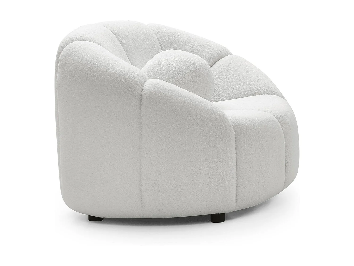Fauteuil design arrondi Sidonie Tissu bouclette Blanc