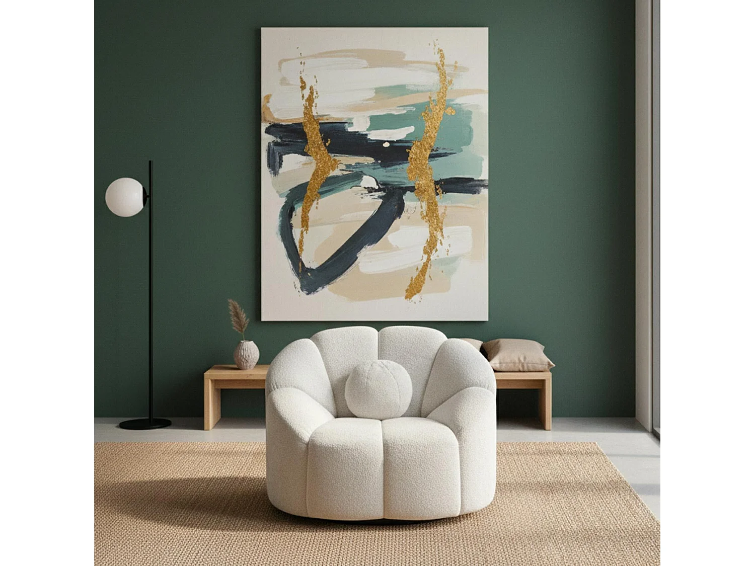 Fauteuil design arrondi Sidonie Tissu bouclette Blanc