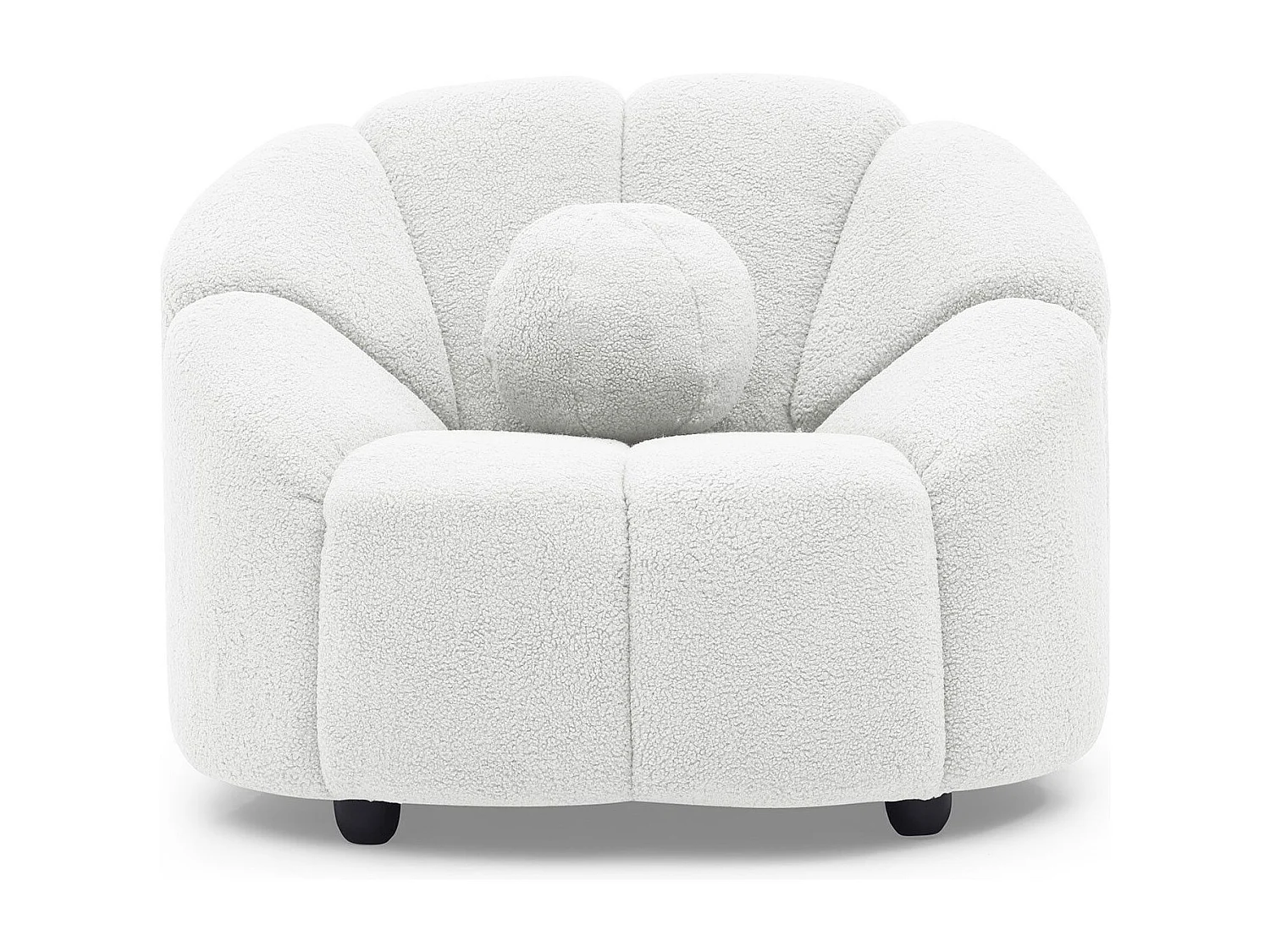 Fauteuil design arrondi Sidonie Tissu bouclette Blanc
