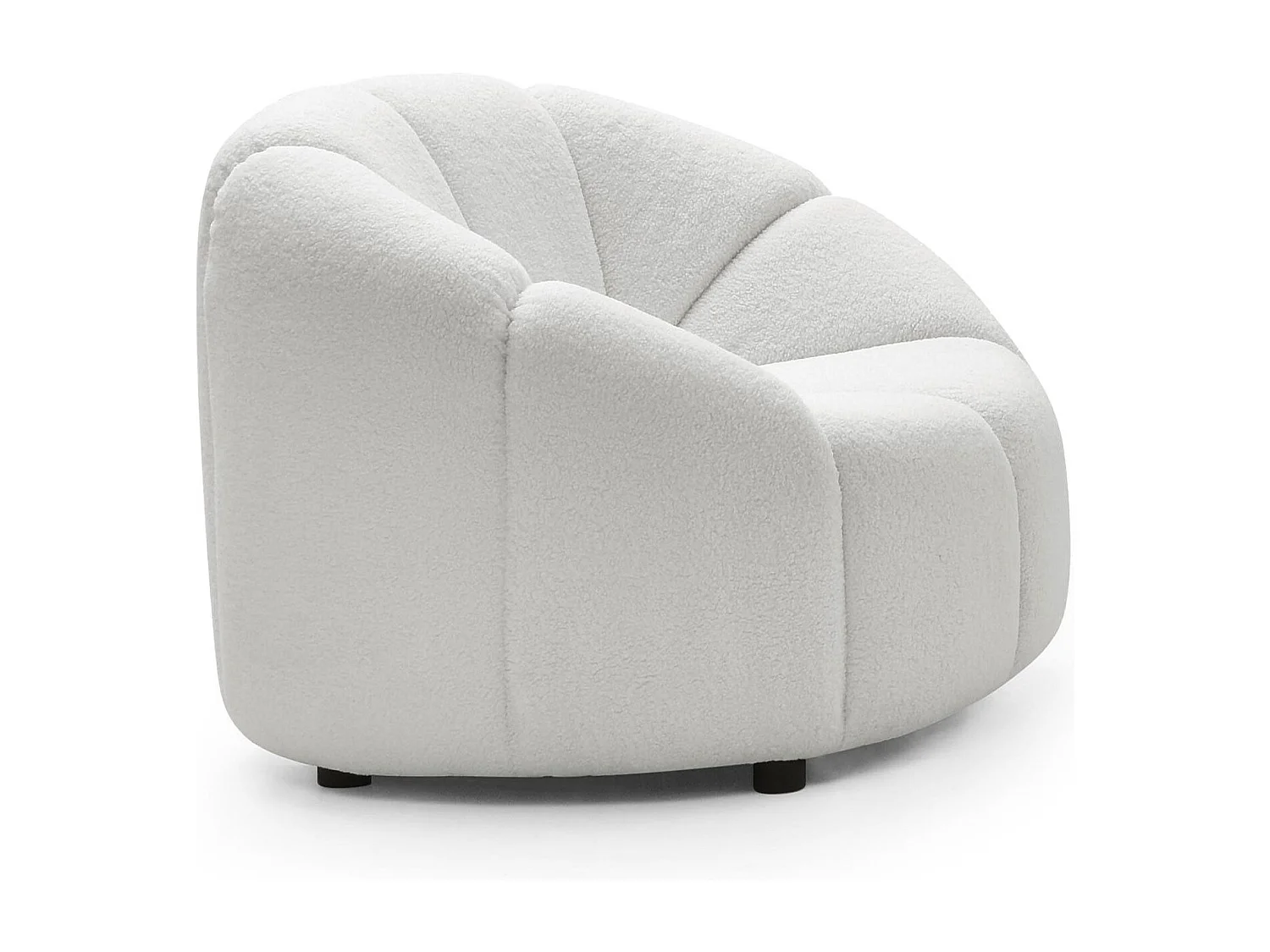 Fauteuil design arrondi Sidonie Tissu bouclette Blanc