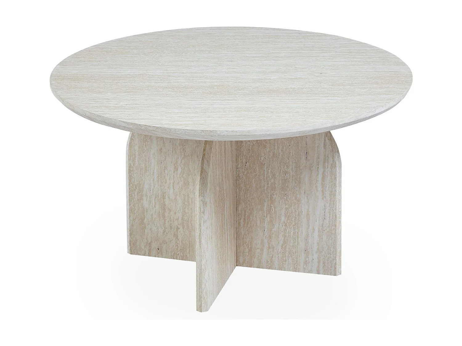 Table basse ronde élégante 80cm Calyptus Effet travertin Beige