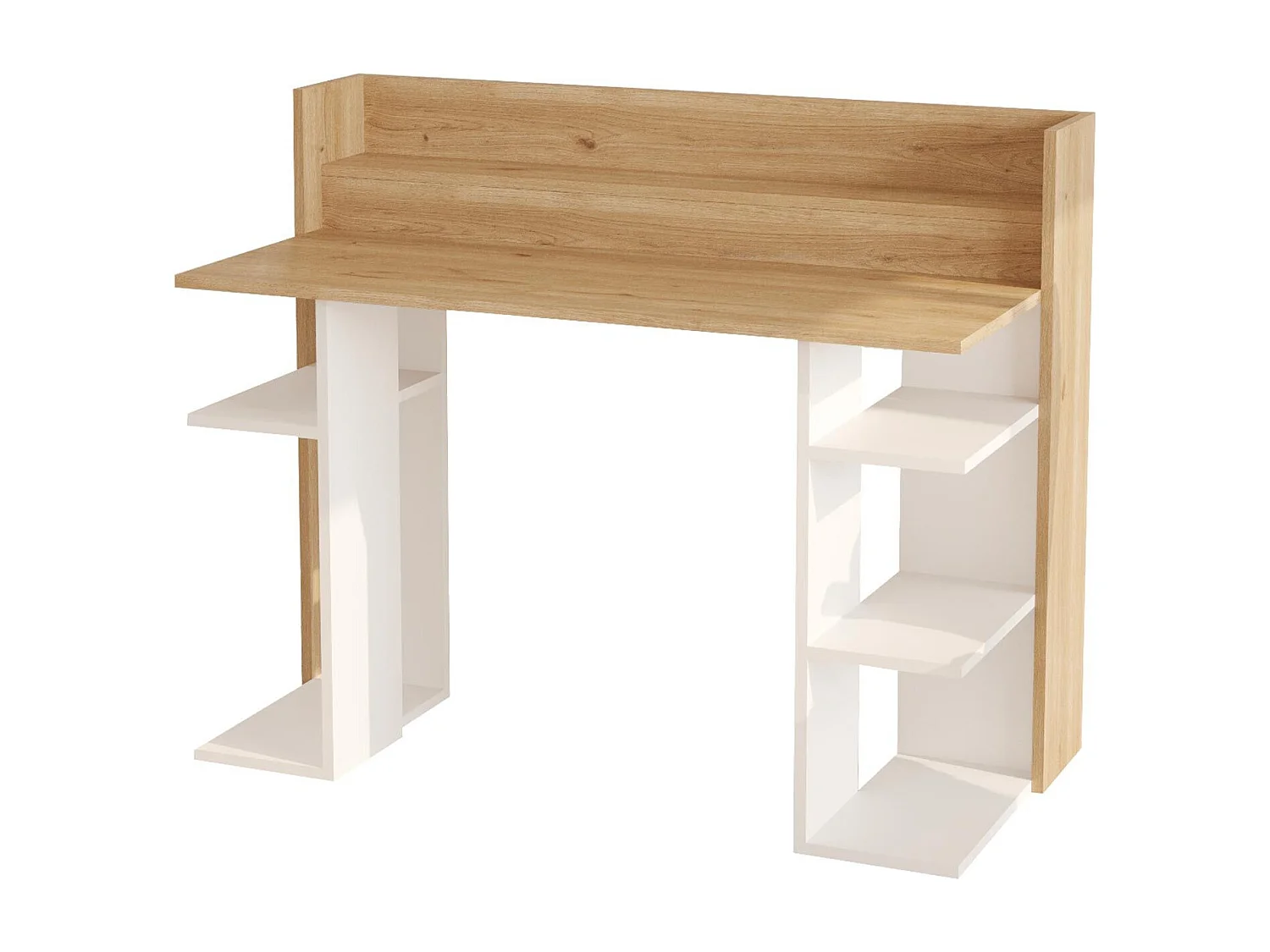 Bureau design à étagères Vrecto L124cm Bois et Blanc