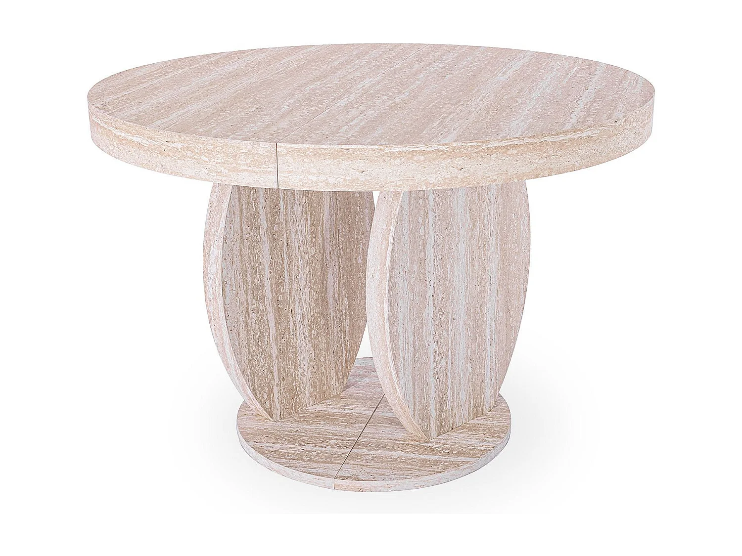 Table ovale extensible L110-260cm Icarios avec pieds design Effet travertin Beige