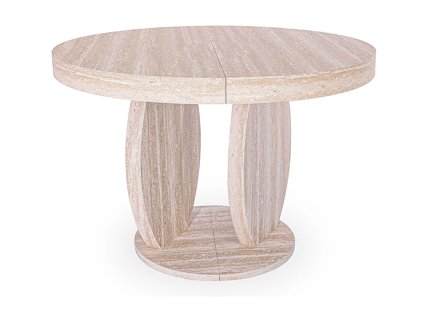 Table ovale extensible L110-260cm Icarios avec pieds design Effet travertin Beige