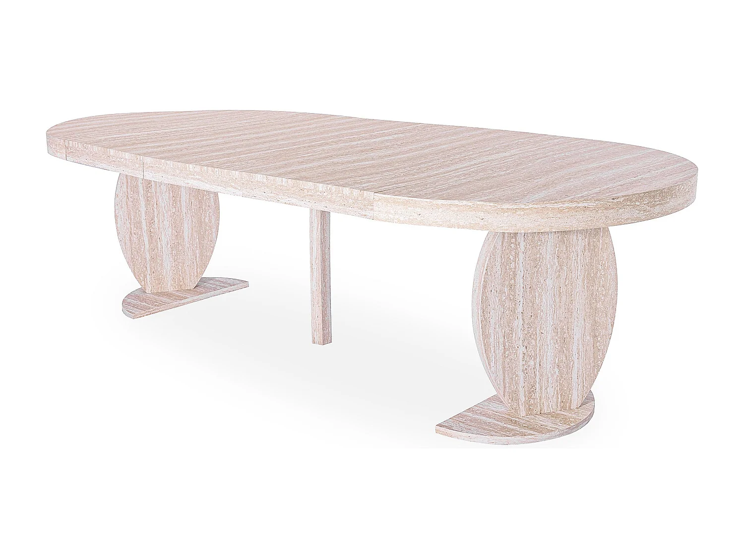 Table ovale extensible L110-260cm Icarios avec pieds design Effet travertin Beige