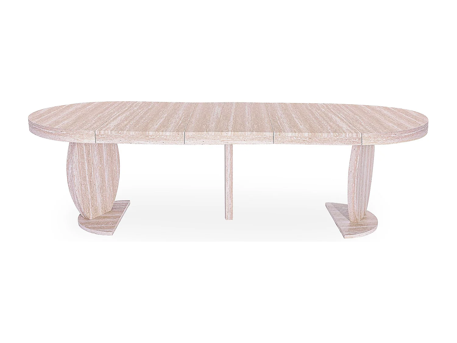 Table ovale extensible L110-260cm Icarios avec pieds design Effet travertin Beige