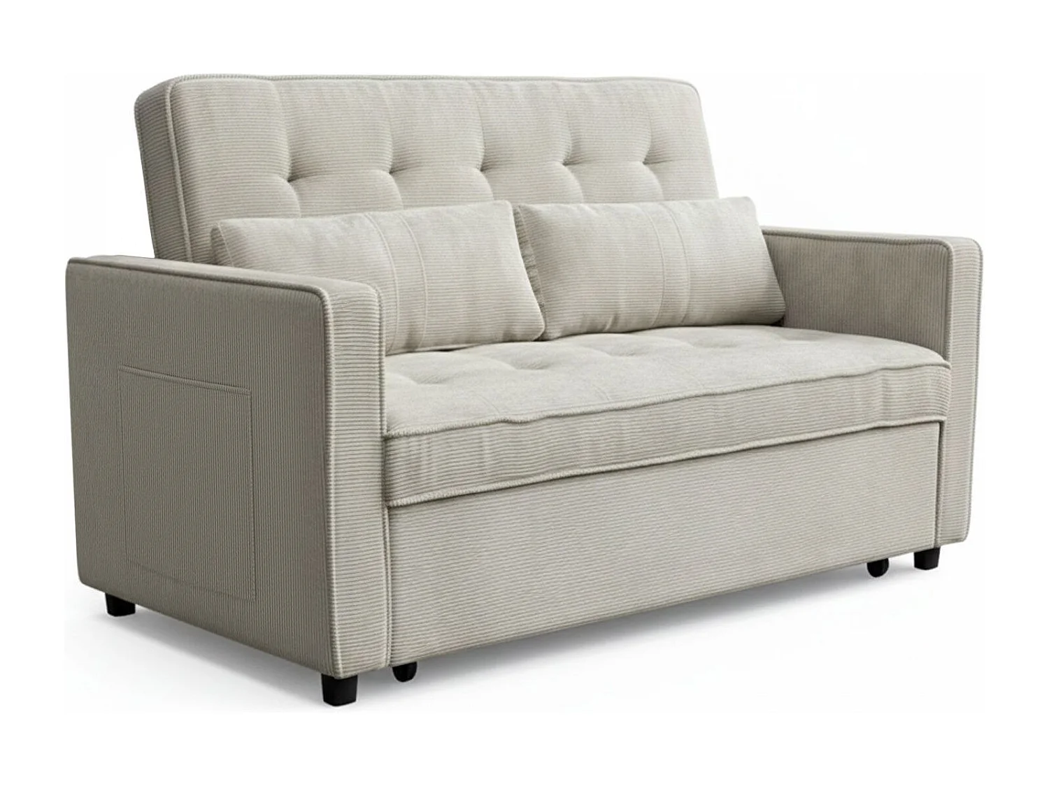 Canapé convertible 2 places Komaria Velours côtelé Taupe clair