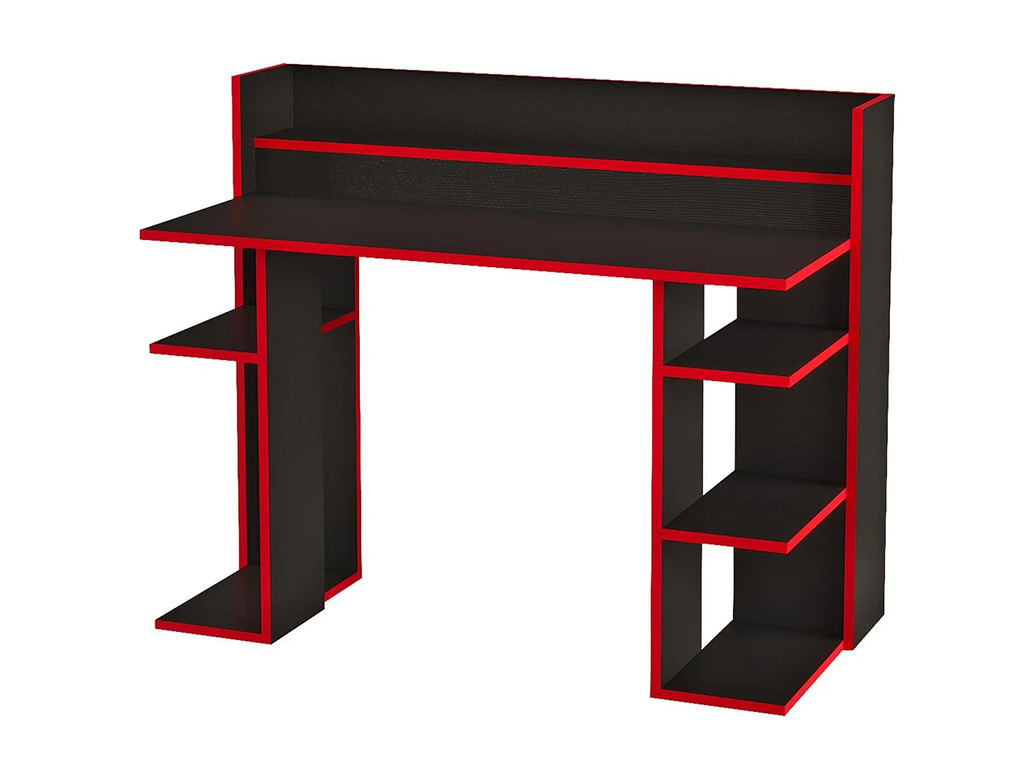 Bureau à étagères style gamer Vrecto L124cm Noir et Rouge