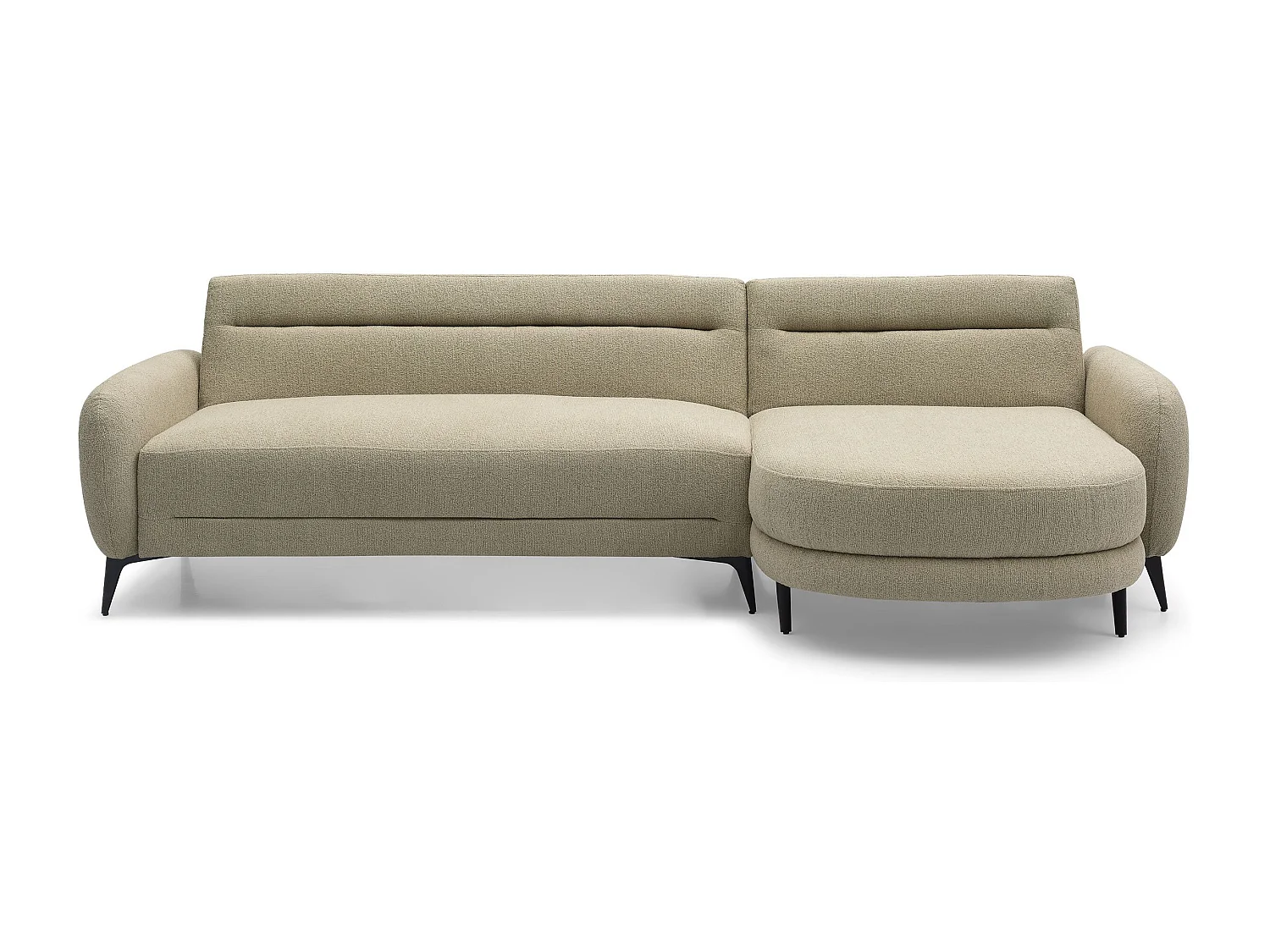Canapé d'angle convertible avec méridienne arrondie Milord Tissu texturé taupe