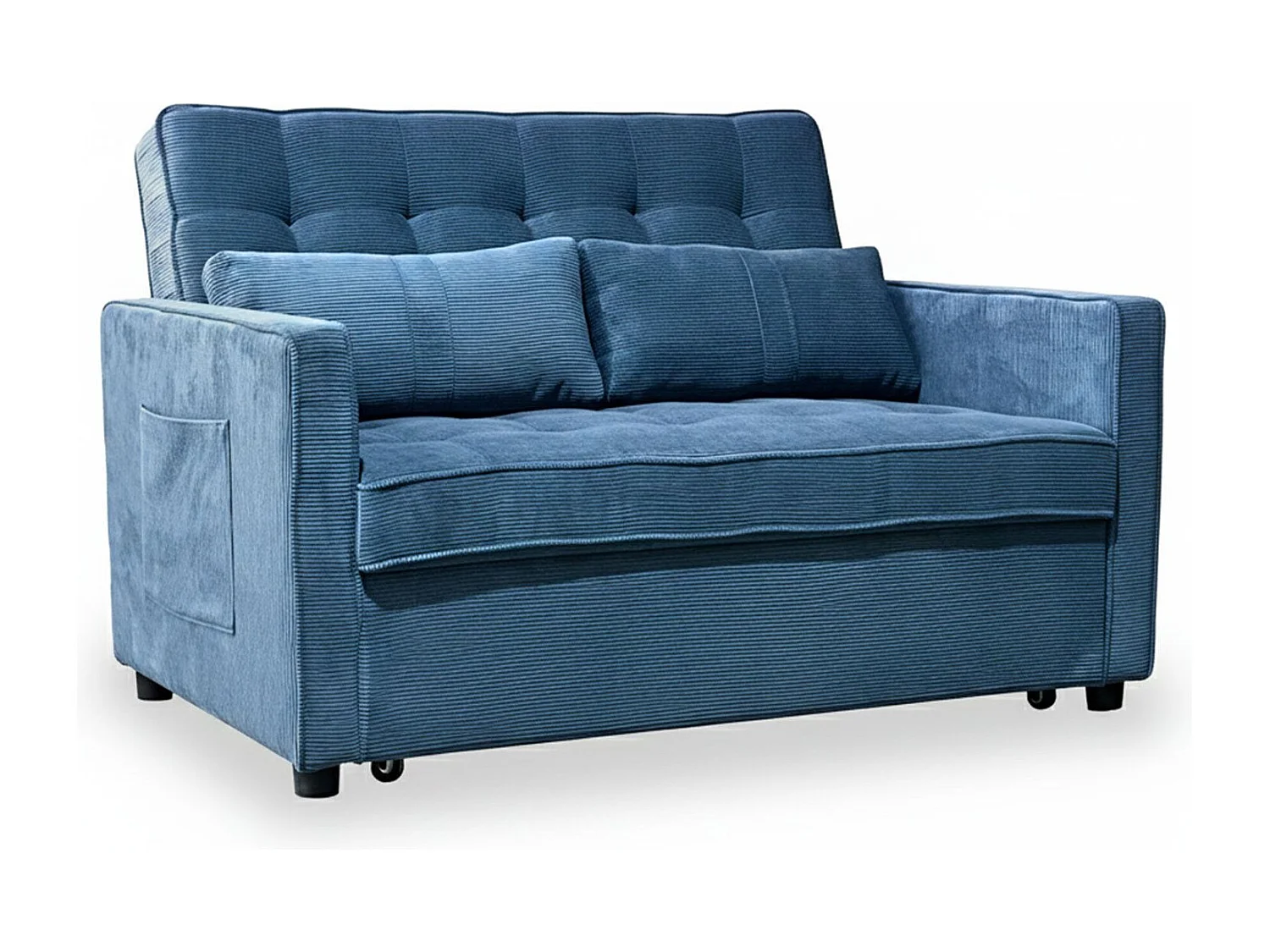 Canapé convertible 2 places Komaria Velours côtelé Bleu