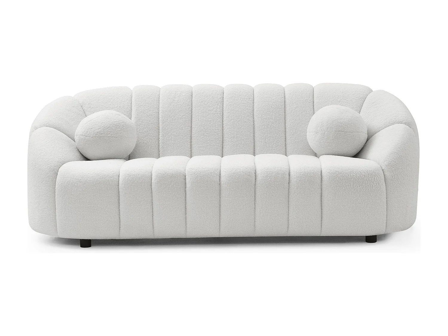 Canapé 3 places design Sidonie Tissu bouclette Blanc