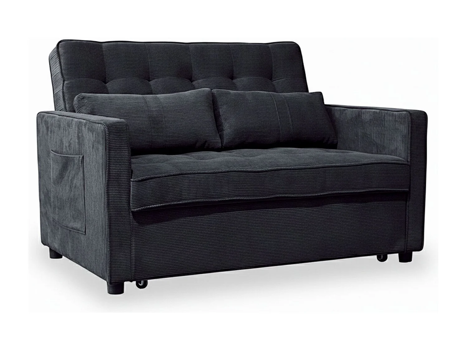 Canapé convertible 2 places Komaria Velours côtelé Noir