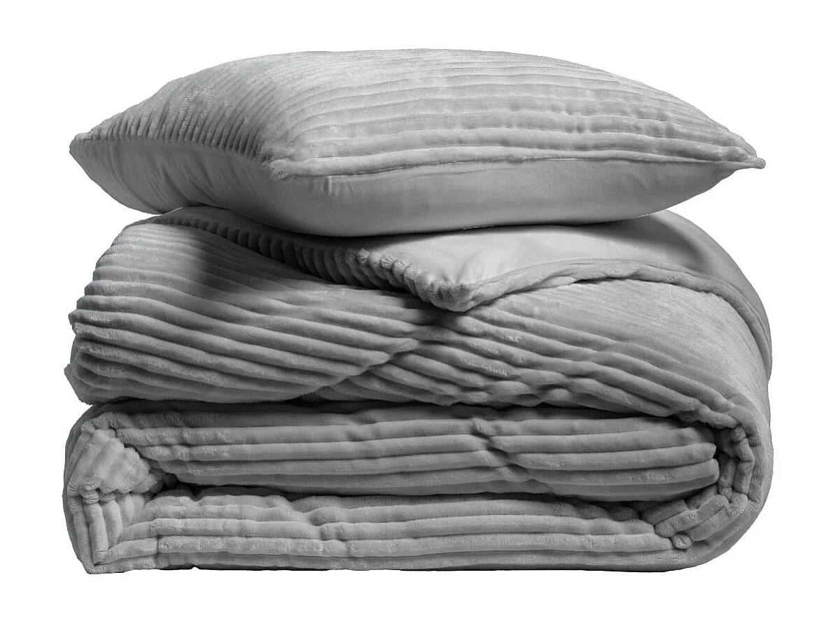 Parure de Lit 3 Pièces "Veloutea" 240x220cm Anthracite