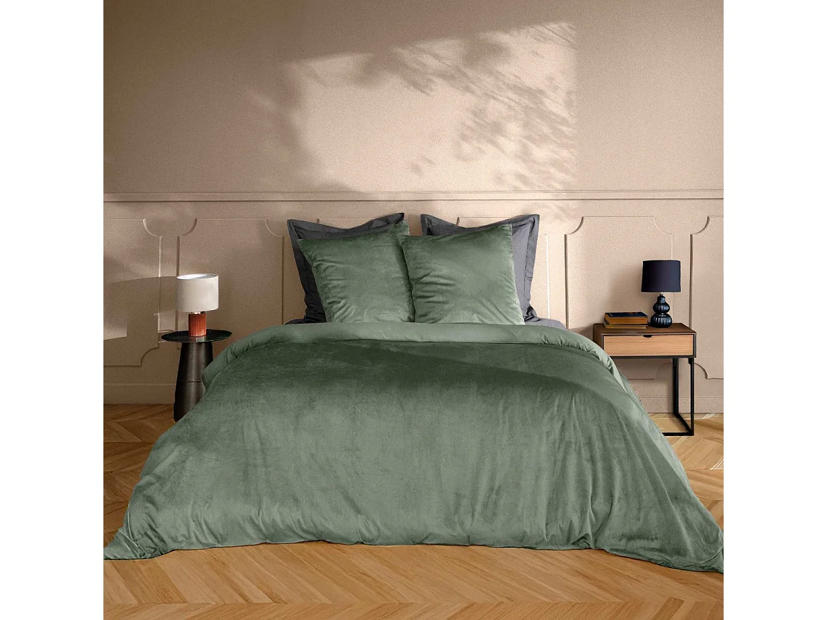 Parure de Lit 3 Pièces "Velina" 240x220cm Vert Cèdre