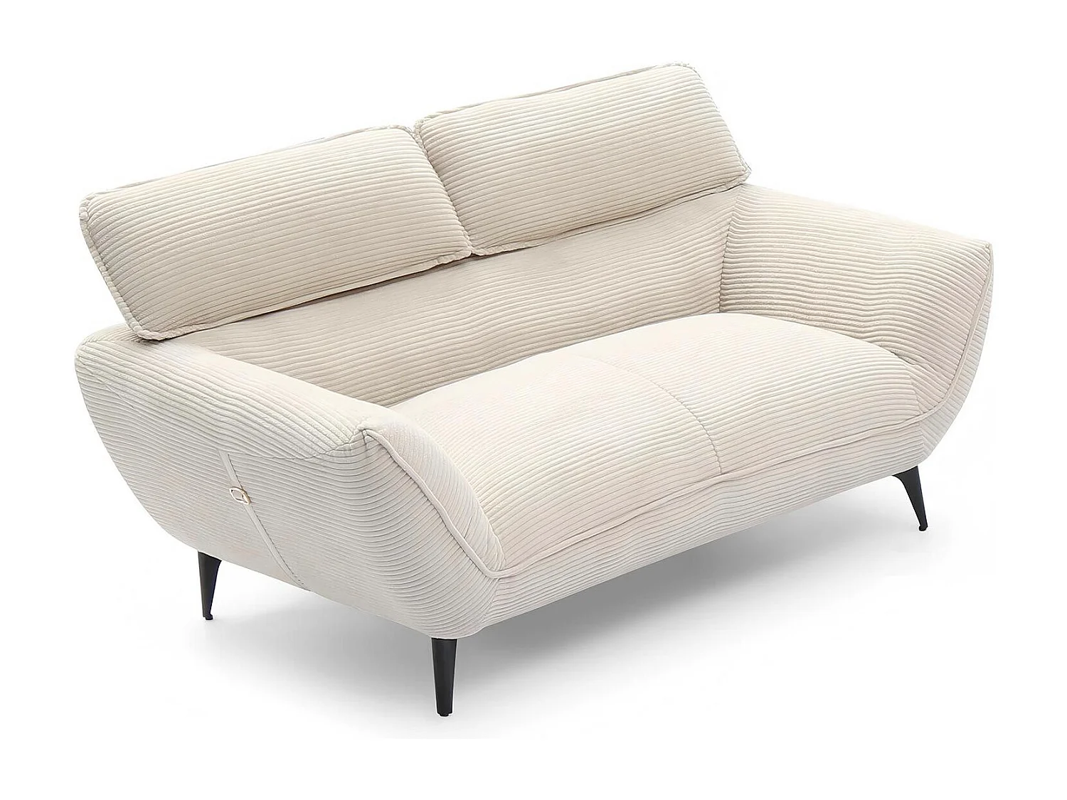 Canapé 2 places moderne avec dossier réglable Ghislain Velours côtelé Crème