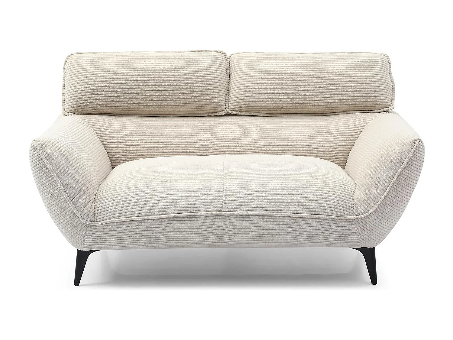 Canapé 2 places moderne avec dossier réglable Ghislain Velours côtelé Crème