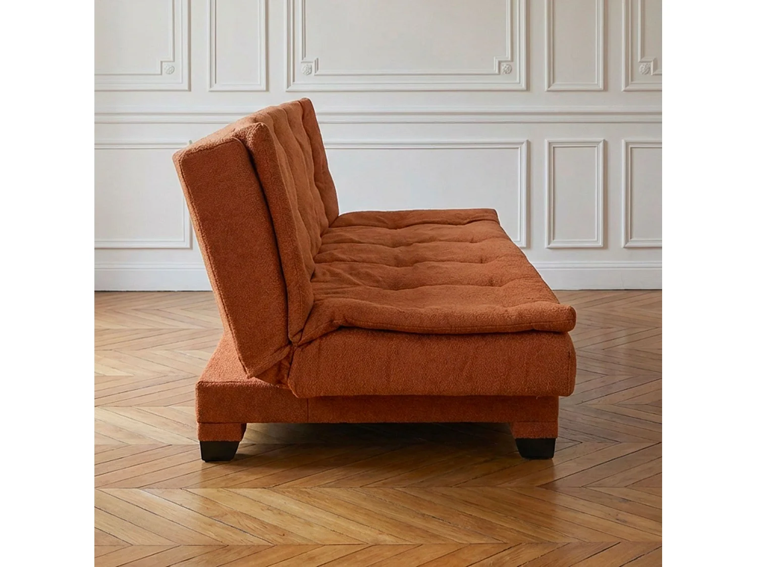 Canapé convertible 3 places Lefkada Tissu texturé Orange terracotta