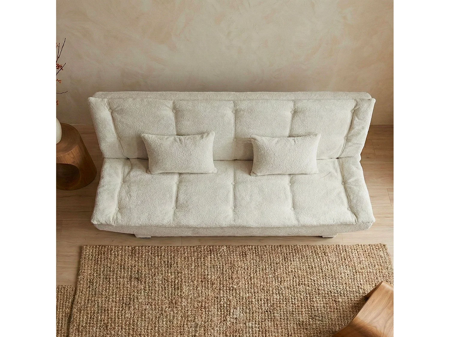 Canapé convertible 3 places Lefkada Tissu texturé Beige