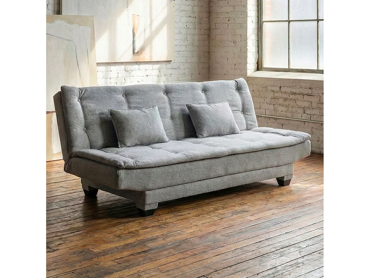 Canapé convertible 3 places Lefkada Tissu texturé Gris