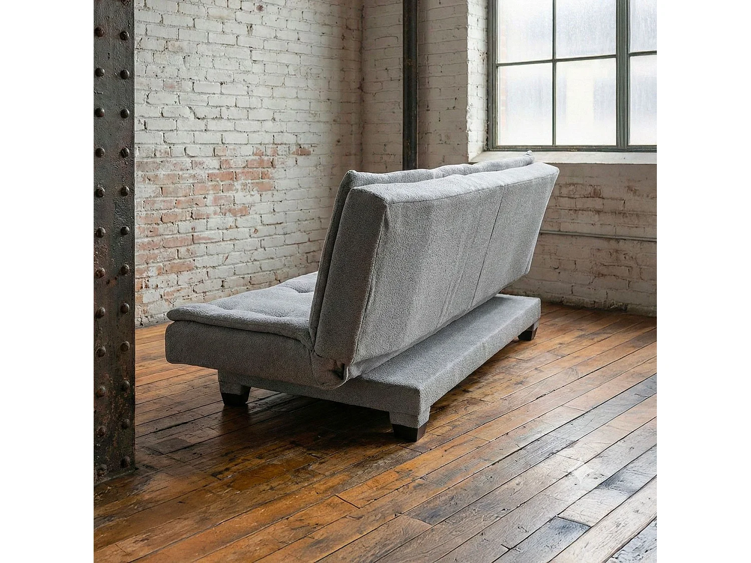 Canapé convertible 3 places Lefkada Tissu texturé Gris