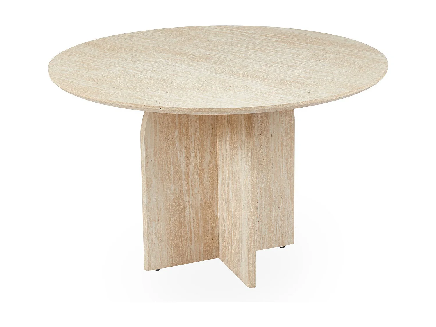 Table ronde élégante 120cm Calyptus Effet travertin Beige