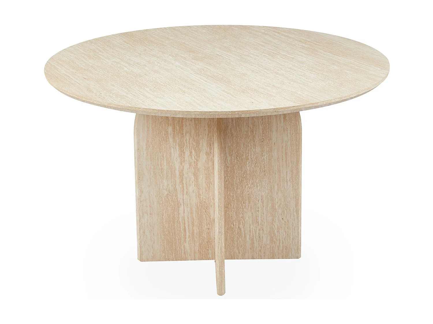 Table ronde élégante 120cm Calyptus Effet travertin Beige