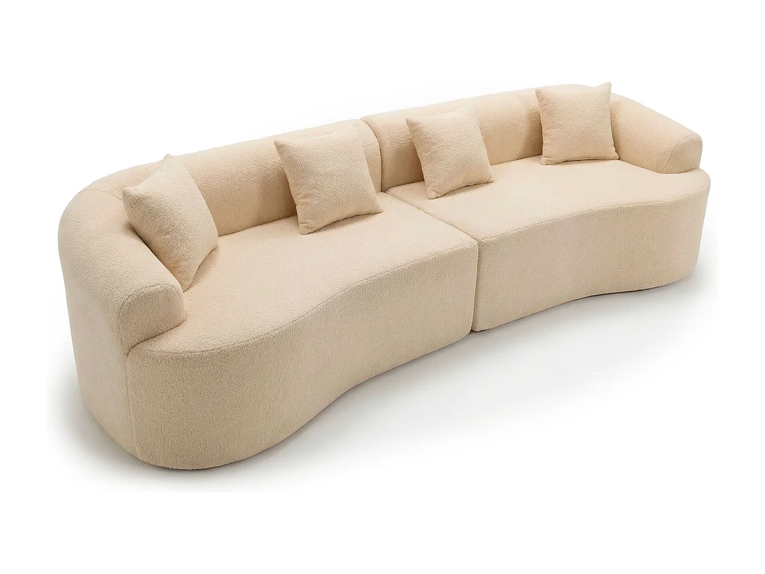 Grand canapé incurvé 5 places Harmonia Tissu teddy Beige
