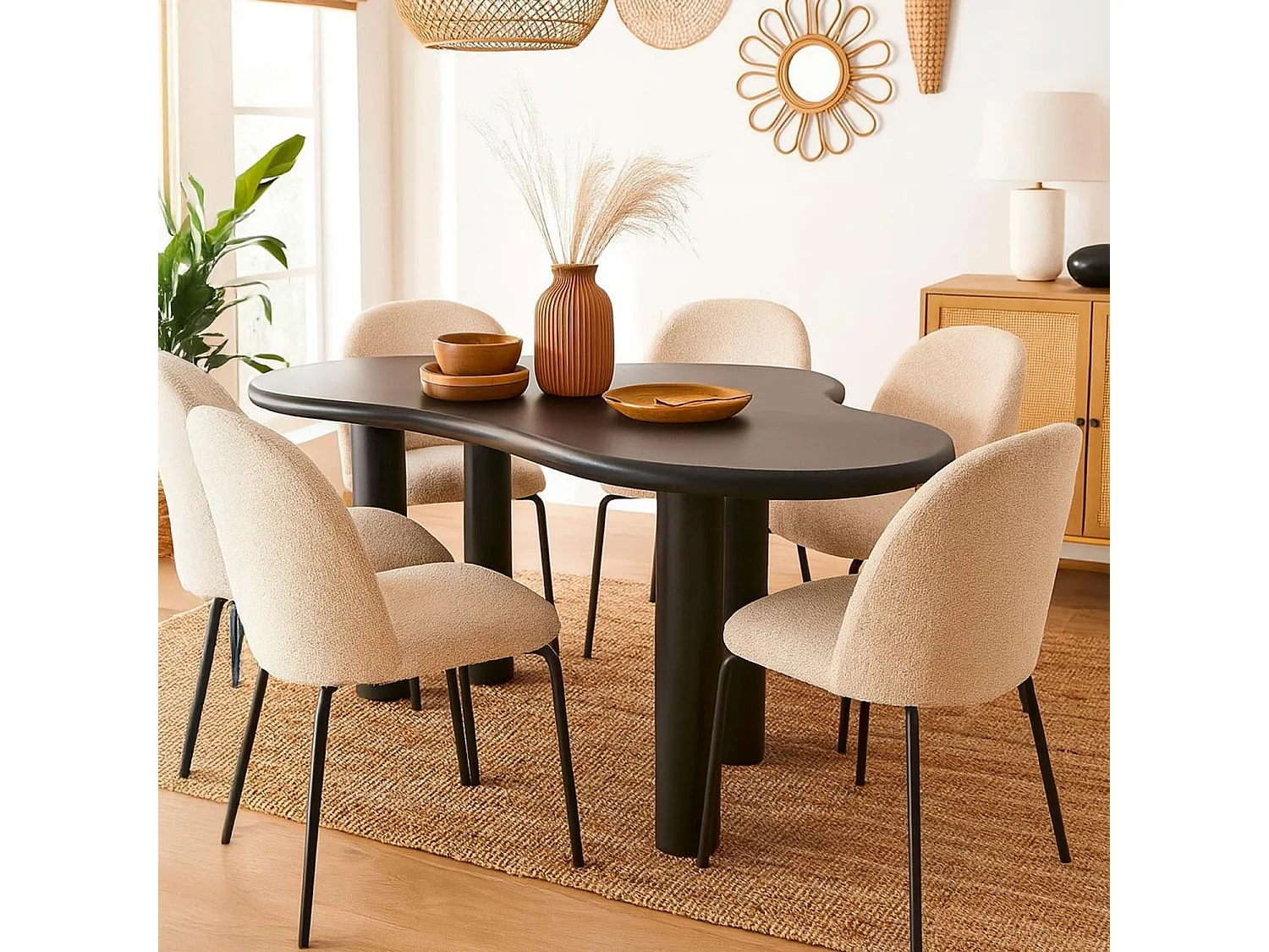 Table à manger forme nuage asymétrique L180cm VALDO Noir