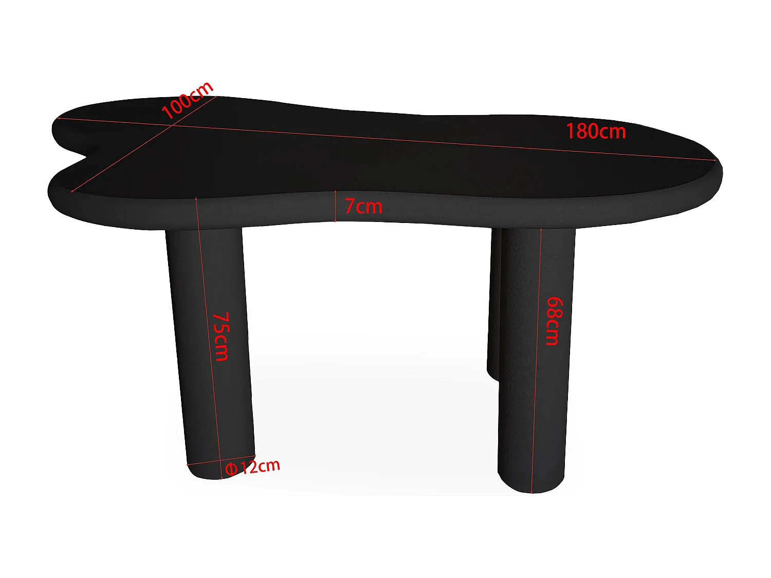 Table à manger forme nuage asymétrique L180cm VALDO Noir