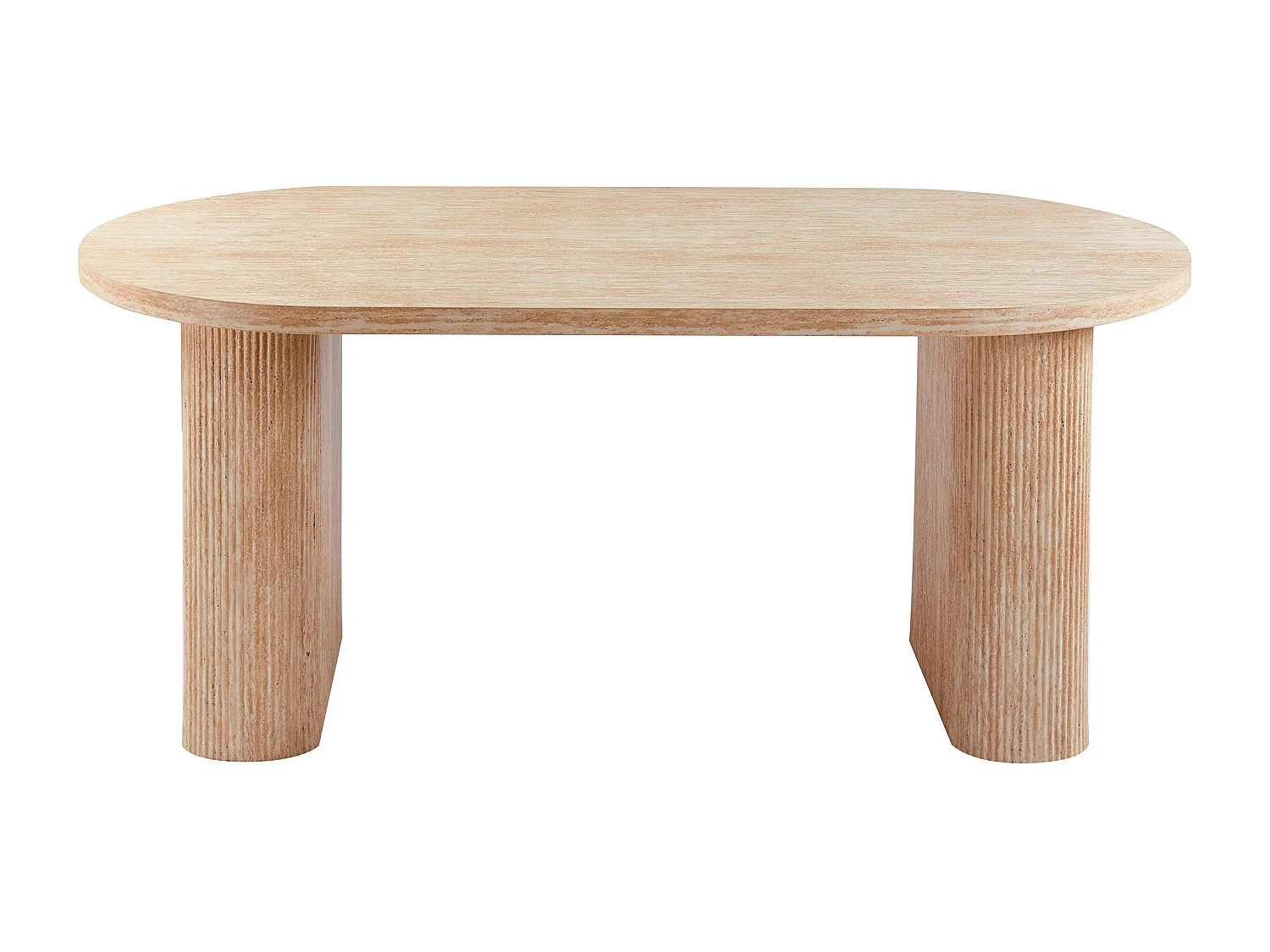 Table ovale Burundi avec pieds design style colonnes Effet travertin Beige