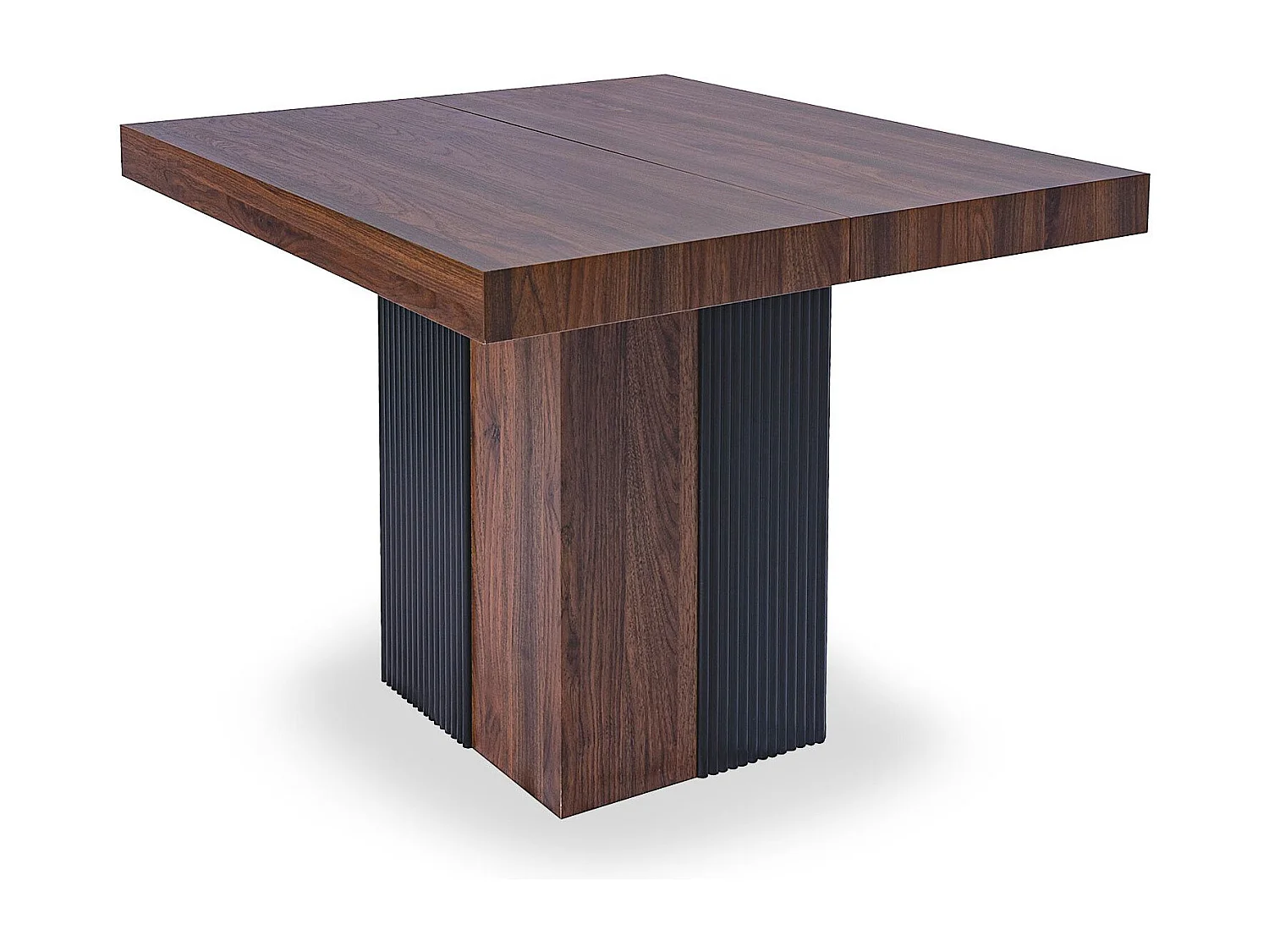 Table rectangulaire extensible Virzon 100-240cm Bois noisette et rainurage Noir