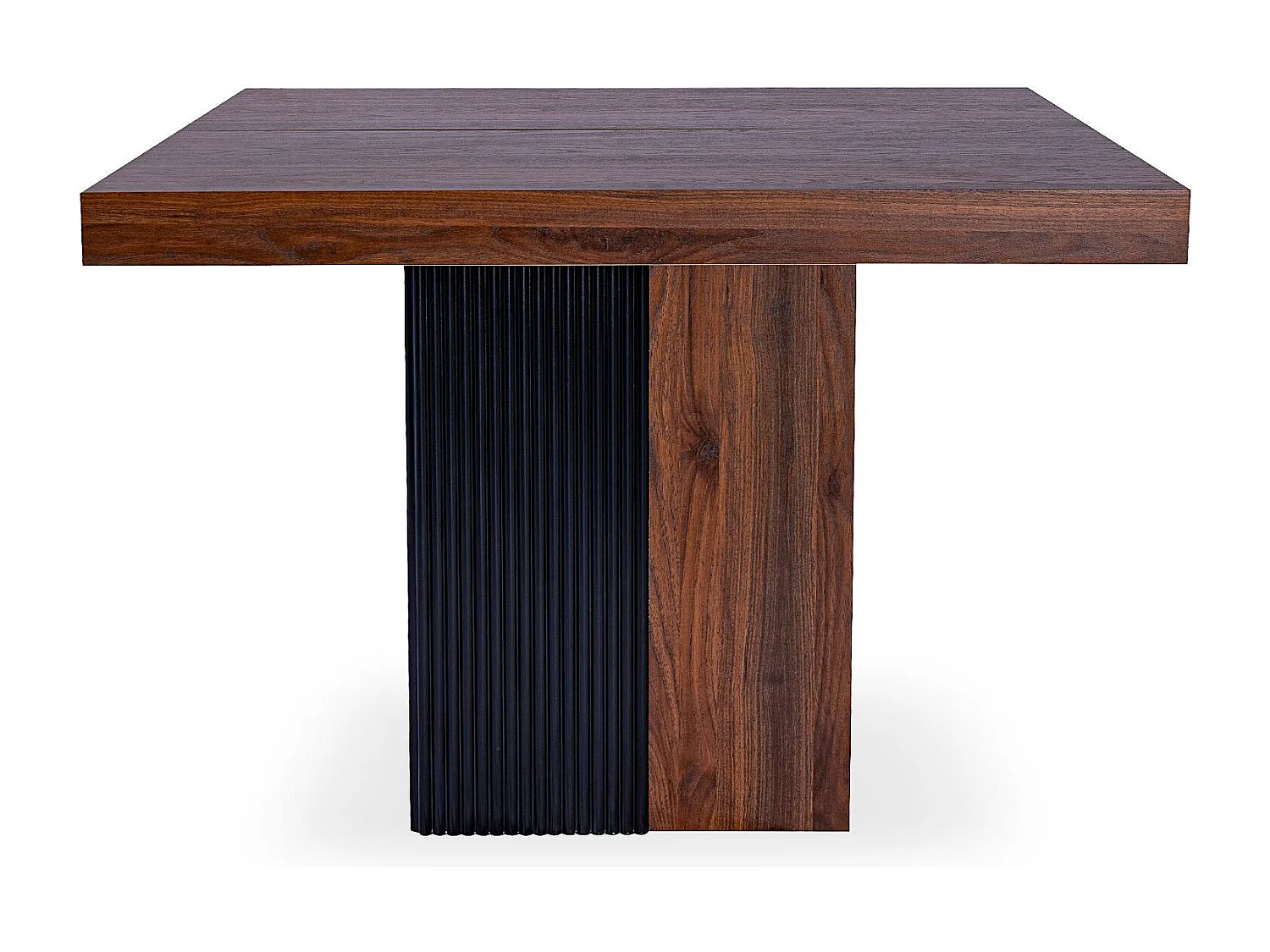 Table rectangulaire extensible Virzon 100-240cm Bois noisette et rainurage Noir